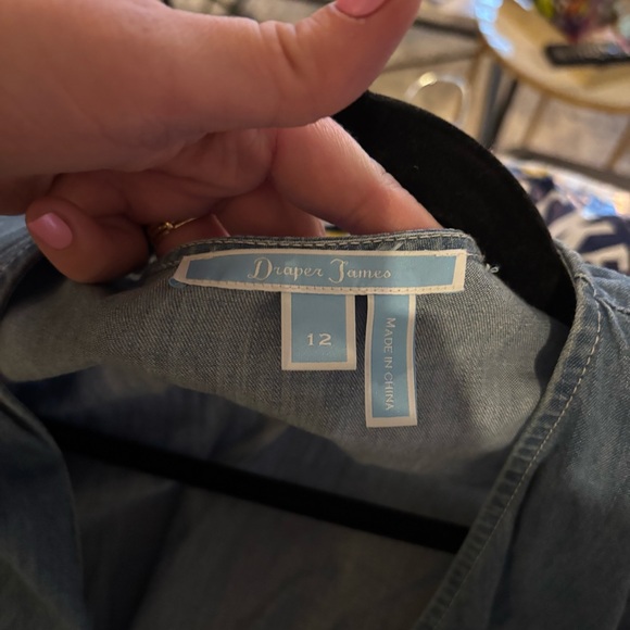 Draper James Light Blue Denim Chambray Wrap Dress 12 - Picture 5 of 7